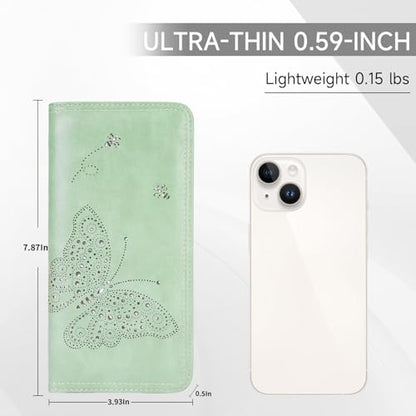 KITEVIUN RFID Wallet Women Ultra Slim Thin Womens Wallet Compact Clutch Long Ladies Wallet for Women Peppermint-Mambo-Green - color: 08-Peppermint-Mambo-Green