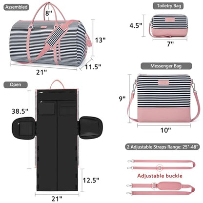Convertible 2-in-1 Garment Bags for Travel with Waterproof Shoe Compartment - color: Black White Stripe