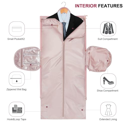 Modoker Convertible PU Leather Rolling Garment Duffle Bag for Women, Pink - color: Rolling Pink