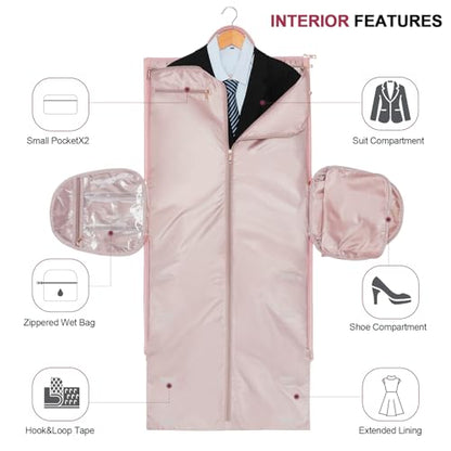 Modoker Convertible PU Leather Rolling Garment Duffle Bag for Women, Pink - color: Rolling Pink