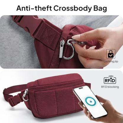 TOPEAST Waist Pack 3.5L Fanny Packs with Water Bottle Holder - color: Burgundy