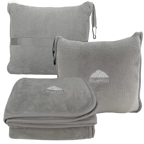 BlueHills Premium Soft Travel Blanket Pillow Combo Airplane - Light Gray - color: Lgray-1pk-t024