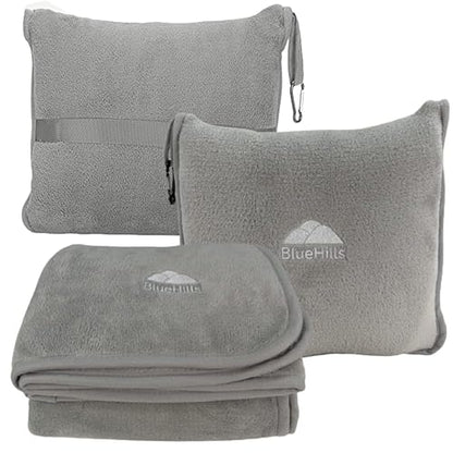 BlueHills Premium Soft Travel Blanket Pillow Combo Airplane - Light Gray - color: Lgray-1pk-t024