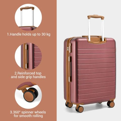 Kono Carry-On Suitcase 20in Expandable ABS+PC Airline Approved Burgundy - color: Burgundy, size: Carry-On 20-Inch