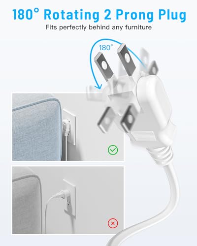 PD20W 2 Prong Power Strip, Yozisital 2 Prong to 3 Prong Outlet Adapter - size: 10 FT, style: 2 Prong - 20W