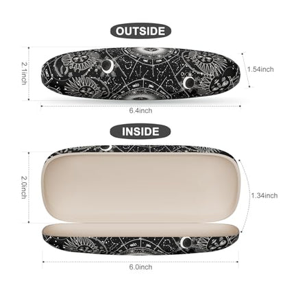 Eyeglasses Case, Portable Hard Shell Protective Case for Glasses, Eyeglass Holder Box for Women with Cleaning Cloth - color: Glass Case-sun Moon
