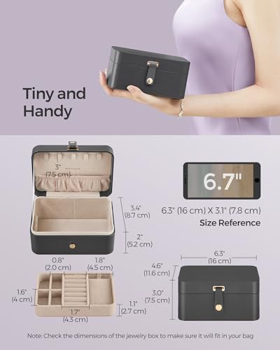 SONGMICS Travel Jewelry Organizer, 2-Layer Portable Jewelry Box Case - color: Slate Gray
