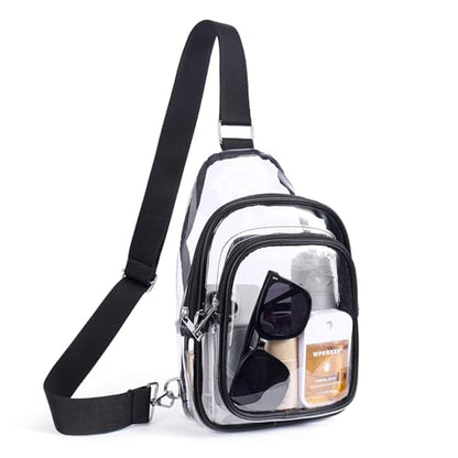 Clear Sling Bag for Stadium Events, Stadium & Concert Approved Crossbody - color: Black-1