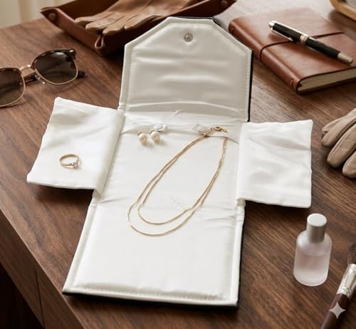Novel Box Necklace Display Pearl Folder, 7x5 Inch Jewelry Case, Black/White - color: Black/White Stitched, size: Small