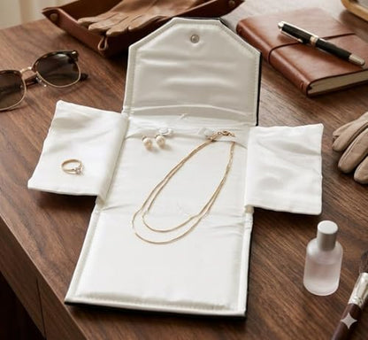 Novel Box Necklace Display Pearl Folder, 7x5 Inch Jewelry Case, Black/White - color: Black/White Stitched, size: Small