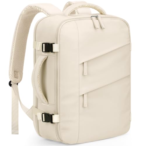 Capolo Travel Laptop Backpack Women Men Personal Item Weekender Travel Bag - color: Beige, size: Small