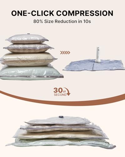 VINTAR 12 Pack Vacuum Seal Bags for Clothing Travel with Wireless Pump - size: 12 Combo+Cordless Pump