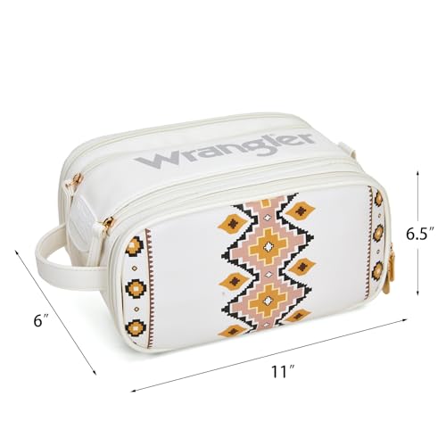 Wrangler Large Makeup Bag Travel Toiletry Bag Portable Cosmetic Bag - color: Aztec-Tan