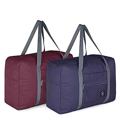 Foldable Travel Duffel Bag (2 Pack), For Spirit Airlines, Weekender Overnight Bag, Tote Carry on Luggage Sport Duffle Weekender Overnight for Women and Girls (2Pack-Red Black) - color: 2Pack-Red Black