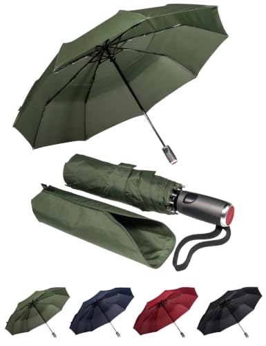 LifeTek Premium Travel Umbrella - Windproof & Compact for Men & Women, Automatic Open Close, Fits in Purse Laptop Bag or Backpack, Strong Frame for Heavy Rain & Sun UV Protection - color: 42 Inch Green FX1 Single Canopy