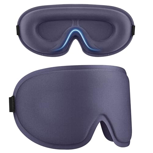 2 Pack Sleep Mask for Side Sleeper, Complete Light Blocking 3D Sleeping Eye Mask, Soft Breathable Eye Cover for Women Men, Travel, Nap, Relaxing Zero Pressure Night Blindfold (Black+Blue Grey) - color: Black+blue Grey