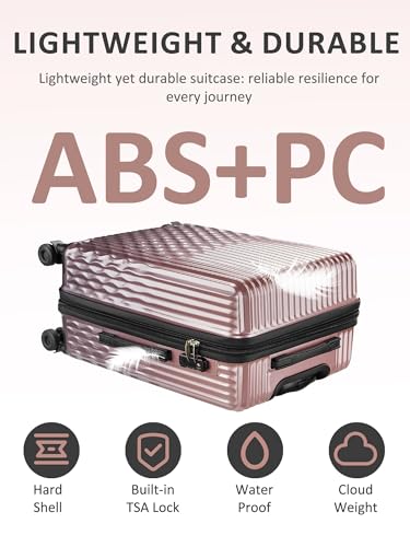 Tolino Checked 24 In Expandable Luggage Hardside Suitcase with Wheels | Lightweight Gradient PC+ABS Hardshell | Smooth 360° Spinner Wheels | Expands 20% | TSA Lock - color: Galaxy Rose, size: M(24 In)