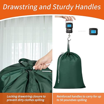 Polecasa 2 Pack Extra Heavy Duty Laundry Bag with Handles, Green, 28x36" - color: Green, size: 28" x 36" | 2 Pack