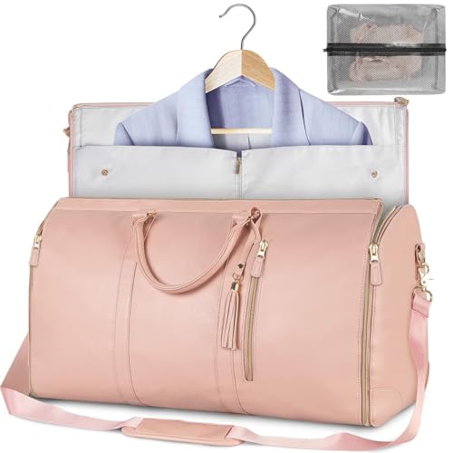 Convertible Garment Duffle Bag for Travel, Pink - color: Pink