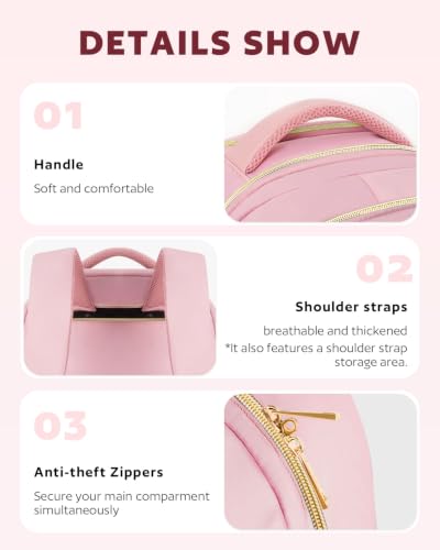 Arcoyard Rolling Backpack for Women, 17.3 Inch Travel Backpack with Wheels - color: Pink Gold, size: 17.3-inch
