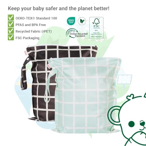 HECCEI Waterproof Wet Bags, 2-Pack Reusable Wet Dry Bag for Beach Travel - color: Little Sprouts