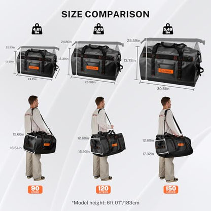 Gonex Waterproof Duffel Bag, 150L Heavy Duty Dry Bag, Reinforced Bottom - color: Black, size: 150L