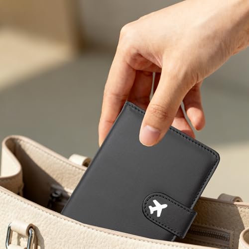 Passport Holder, Cute Travel Wallet Cover with RFID Blocking,Black - color: S-Black