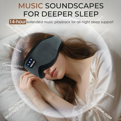 Sleep Mask with Bluetooth Headphone,100% Blackout, Zero Eye Pressure, Grey - color: Grey