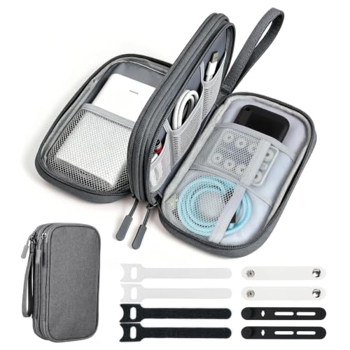 Double Layer Cable Organizer Bag, Travel Tech Pouch, Dark Gray - color: Dark Gray, size: Medium