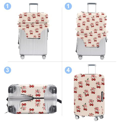 Cherry Pattern Luggage Cover Washable Suitcase Cover Protector Fit 20-22 Inch Luggage Durable Travel Bag Cover with Zipper Closure S - color: Cherry Pattern, size: S(20-22inch suitcase)