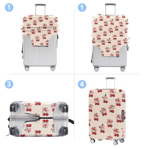 Cherry Pattern Luggage Cover Washable Suitcase Cover Protector Fit 28-30 Inch Luggage Durable Travel Bag Cover with Zipper Closure L - color: Cherry Pattern, size: L(28-30inch suitcase)