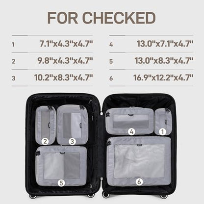 EPICKA TripCozy Compression Packing Cubes, 6 Set, Grey - color: Grey, size: Set of 6