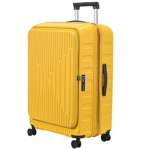 Kaleenie 29 Inch Checked Luggage with Expansion and Side Opening - color: Yellow, size: 29 Inch