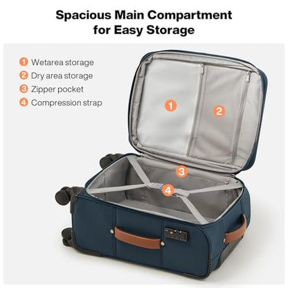 mixi 28 Inch Softside Checked Luggage, Deep Blue-Off White - color: Deep Blue-Off White, size: 28-Inch Checked in