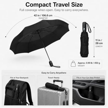 Windproof Travel Umbrella Premium Auto Folding Umbrella for Rain and Sun - color: yellow