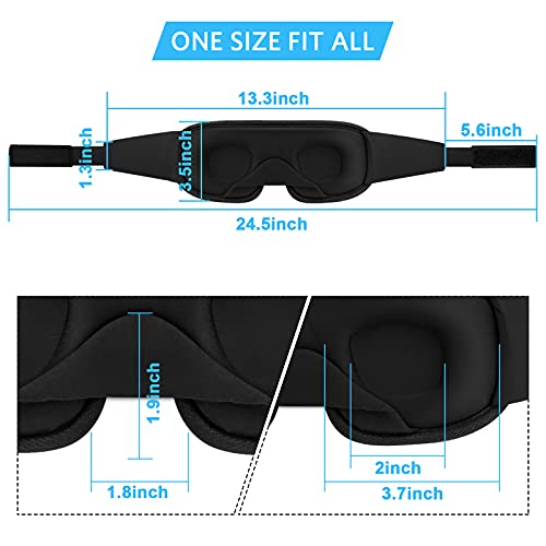 Sleep Mask, Super Soft 3D Contoured Cup Sleeping Mask, Upgraded 100% Blockout Light Sleep Masks for Women Men with Adjustable Strap, Comfortable Concave Molded Eye Covers for Sleeping, Black - color: Black