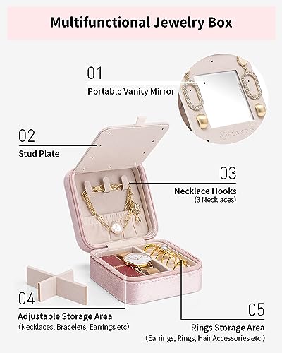 VLANDO Jewelry Travel Case, Letter L Design with 7 Ring Rolls - color: Pink, size: Letter L