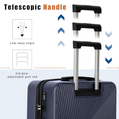 Eeeza Luggage Sets 3 Piece, Carry on Luggage 20in Suitcase Set,Deep Blue - color: PorscheBlue, size: 3 Piece (20")