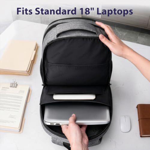 MATEIN 18 Inch Extra Large Laptop Backpack, 50 L Business Travel Backpack - color: Grey, size: 18 Inch