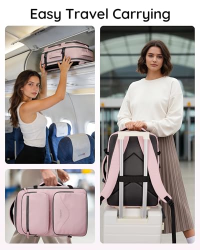 Taygeer Travel Backpack for Women, Travel Personal Item Bag with Shoe Pouch - color: Amourpink