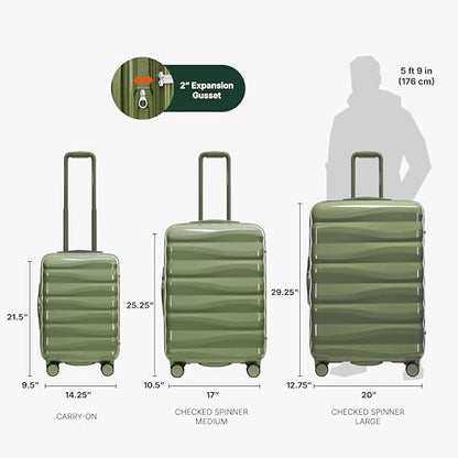 Traveler's Choice Edinburgh II Hardside Spinner Luggage, TSA Lock, Green, 2 Piece Set (21/29) - color: Green, size: 2 Piece Set (21/29)
