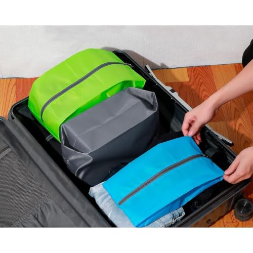 2 Pack Travel Shoe Bags for Packing,2 Pcs Extra Large Waterproof Nylon Portable Packing bag with Zipper Travel Essentials Women for and Men - color: B6-Blue Pteris