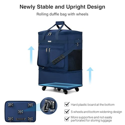 MILADA Expandable Checked Luggage Collapsible Duffle Bag 68L-98L, Blue - color: Blue