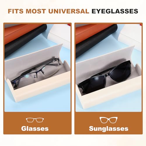 uxcell Hard Shell Eyeglasses Case Leather Glasses Case with Eyeglass Cloth Lightweight Portable Storage Bag PU Leather - color: Light Blue