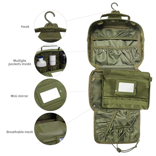 Hanging Toiletry Bag for Men,Travel Toiletry Bag Organizer Dopp Kit - color: Green