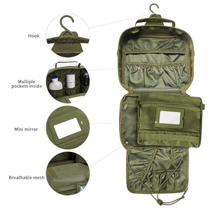 Hanging Toiletry Bag for Men,Travel Toiletry Bag Organizer Dopp Kit - color: Green