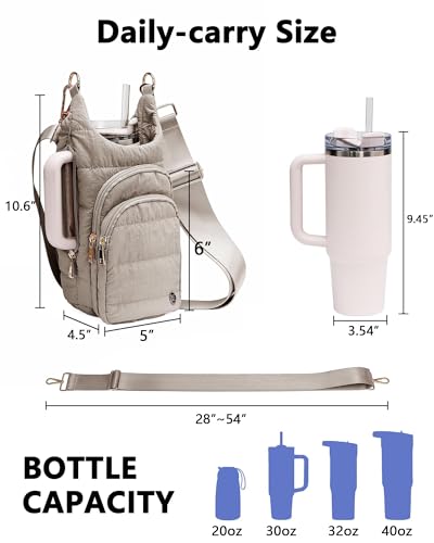 Water Bottle Holder with Strap 30/32 oz, Crossbody Water Bottle Carrier Bag - color: Black