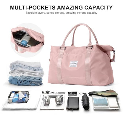 Travel Duffel Bags for Women,Carry-On Weekender Overnight Bag - color: Pink, size: Large