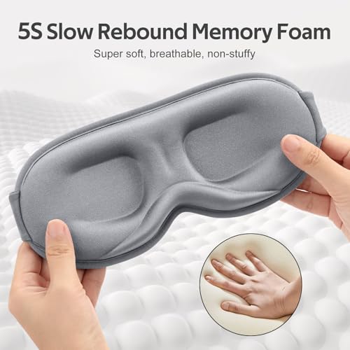 Sleep Mask for Men Women - 100% Blackout Eye Masks for Sleep - color: Grey