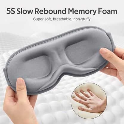 Sleep Mask for Men Women - 100% Blackout Eye Masks for Sleep - color: Grey